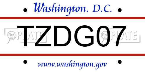 TZDG07 District Of Columbia License Plate