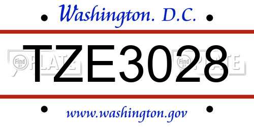 TZE3028 District Of Columbia License Plate