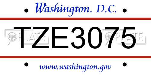 TZE3075 District Of Columbia License Plate