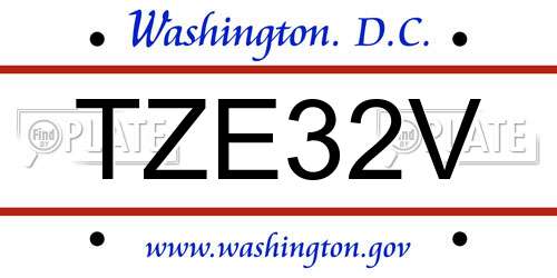 TZE32V District Of Columbia License Plate