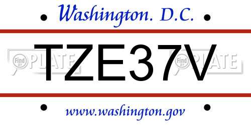 TZE37V District Of Columbia License Plate