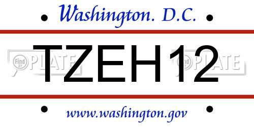 TZEH12 District Of Columbia License Plate