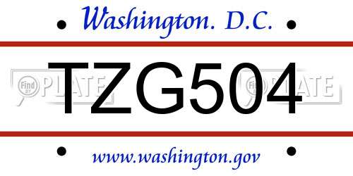 TZG504 District Of Columbia License Plate