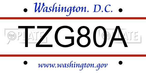TZG80A District Of Columbia License Plate