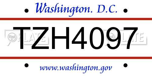 TZH4097 District Of Columbia License Plate