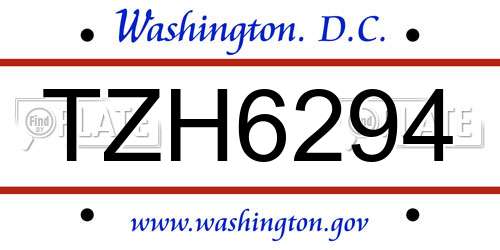TZH6294 District Of Columbia License Plate