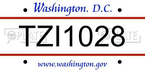 TZI1028 District Of Columbia License Plate