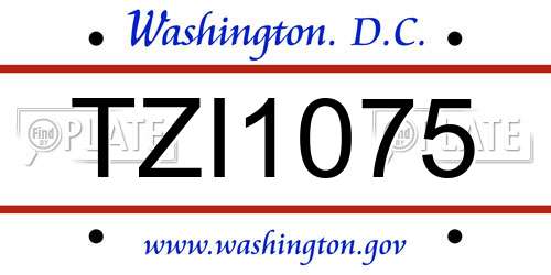 TZI1075 District Of Columbia License Plate