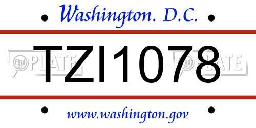 TZI1078 District Of Columbia License Plate