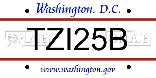 TZI25B District Of Columbia License Plate