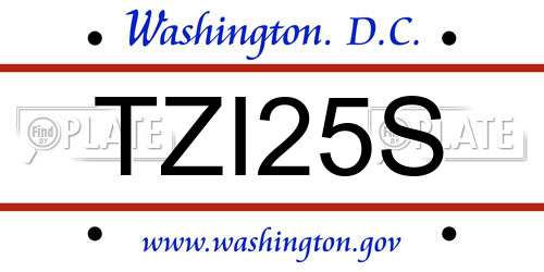 TZI25S District Of Columbia License Plate