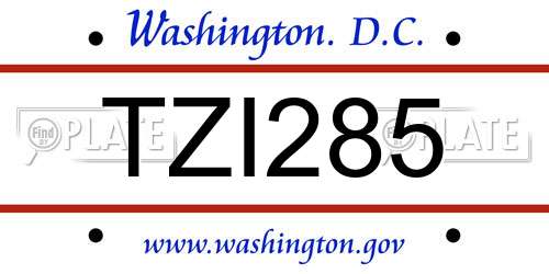 TZI285 District Of Columbia License Plate