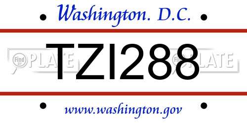 TZI288 District Of Columbia License Plate