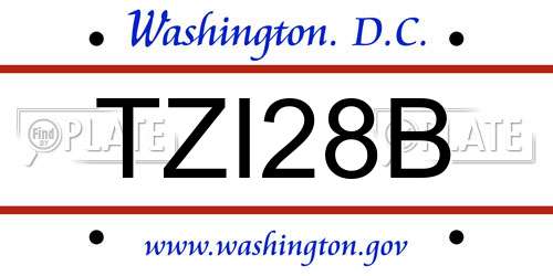 TZI28B District Of Columbia License Plate