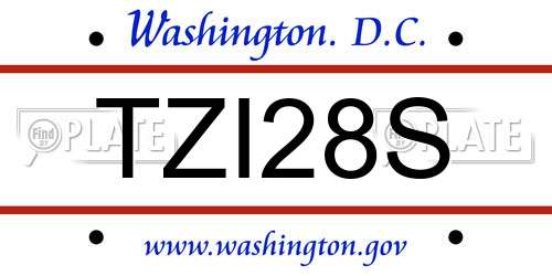TZI28S District Of Columbia License Plate