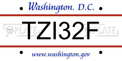 TZI32F District Of Columbia License Plate