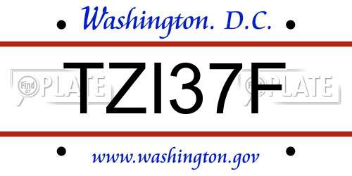 TZI37F District Of Columbia License Plate