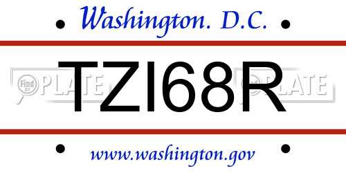 TZI68R District Of Columbia License Plate