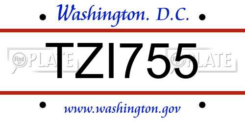 TZI755 District Of Columbia License Plate