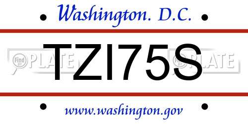 TZI75S District Of Columbia License Plate