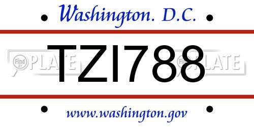 TZI788 District Of Columbia License Plate