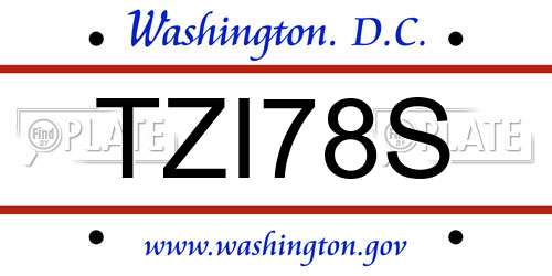 TZI78S District Of Columbia License Plate