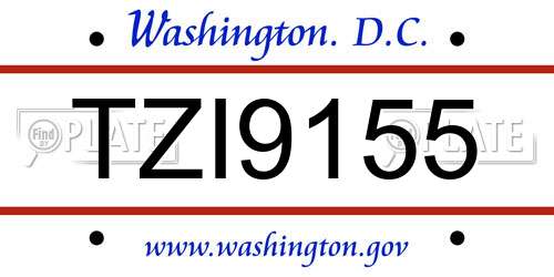 TZI9155 District Of Columbia License Plate