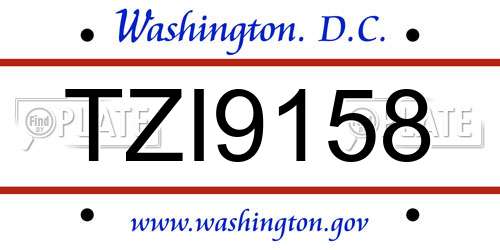 TZI9158 District Of Columbia License Plate