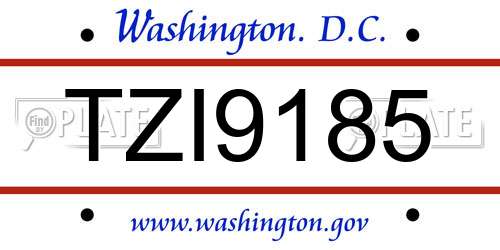 TZI9185 District Of Columbia License Plate
