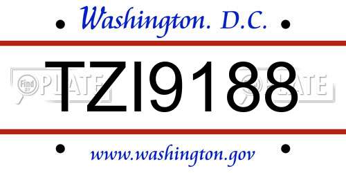 TZI9188 District Of Columbia License Plate