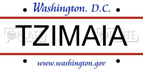 TZIMAIA District Of Columbia License Plate
