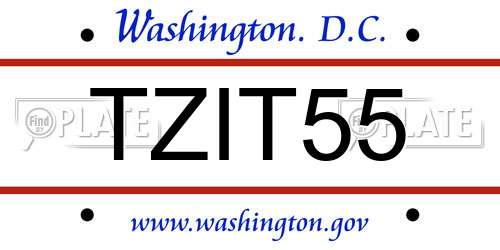 TZIT55 District Of Columbia License Plate