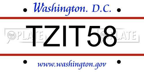 TZIT58 District Of Columbia License Plate