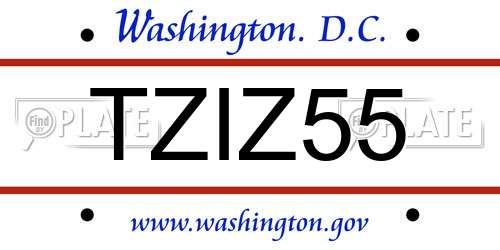 TZIZ55 District Of Columbia License Plate