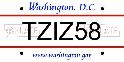 TZIZ58 District Of Columbia License Plate