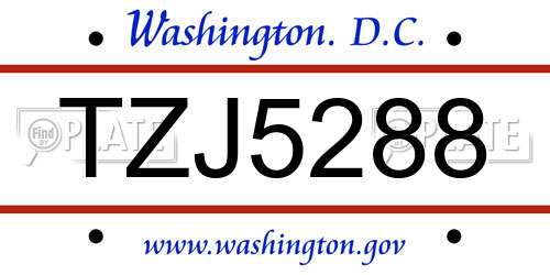 TZJ5288 District Of Columbia License Plate