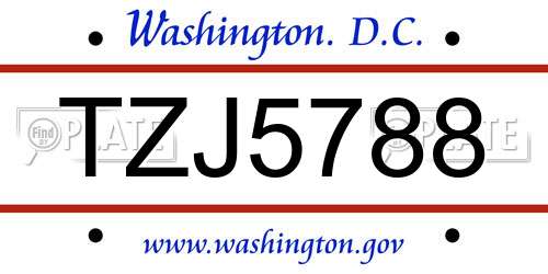 TZJ5788 District Of Columbia License Plate
