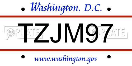 TZJM97 District Of Columbia License Plate