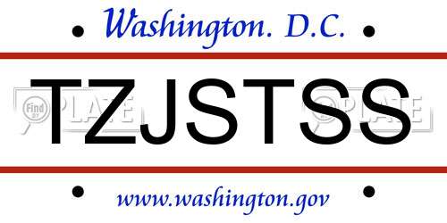 TZJSTSS District Of Columbia License Plate