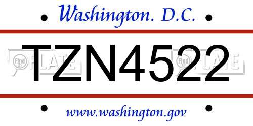 TZN4522 District Of Columbia License Plate