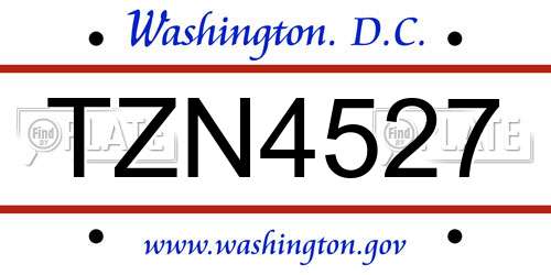 TZN4527 District Of Columbia License Plate