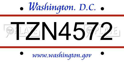 TZN4572 District Of Columbia License Plate