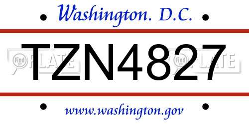 TZN4827 District Of Columbia License Plate