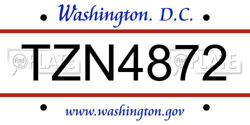 TZN4872 District Of Columbia License Plate