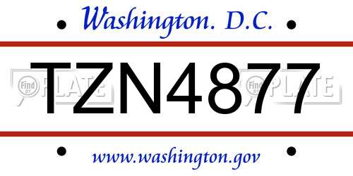 TZN4877 District Of Columbia License Plate