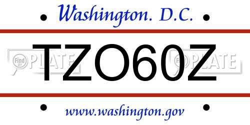 TZO60Z District Of Columbia License Plate