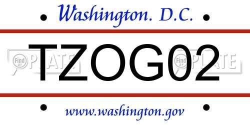 TZOG02 District Of Columbia License Plate