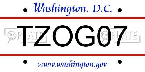 TZOG07 District Of Columbia License Plate