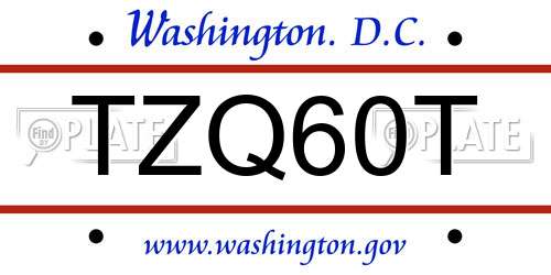TZQ60T District Of Columbia License Plate