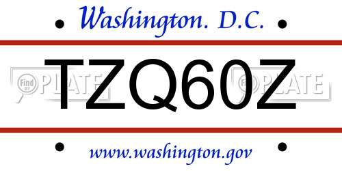 TZQ60Z District Of Columbia License Plate